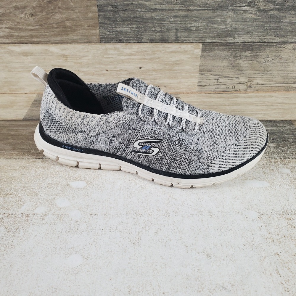Skechers Luminate Shine Womens Shoes Sz 8 Running Athletic Gray White Sneakers